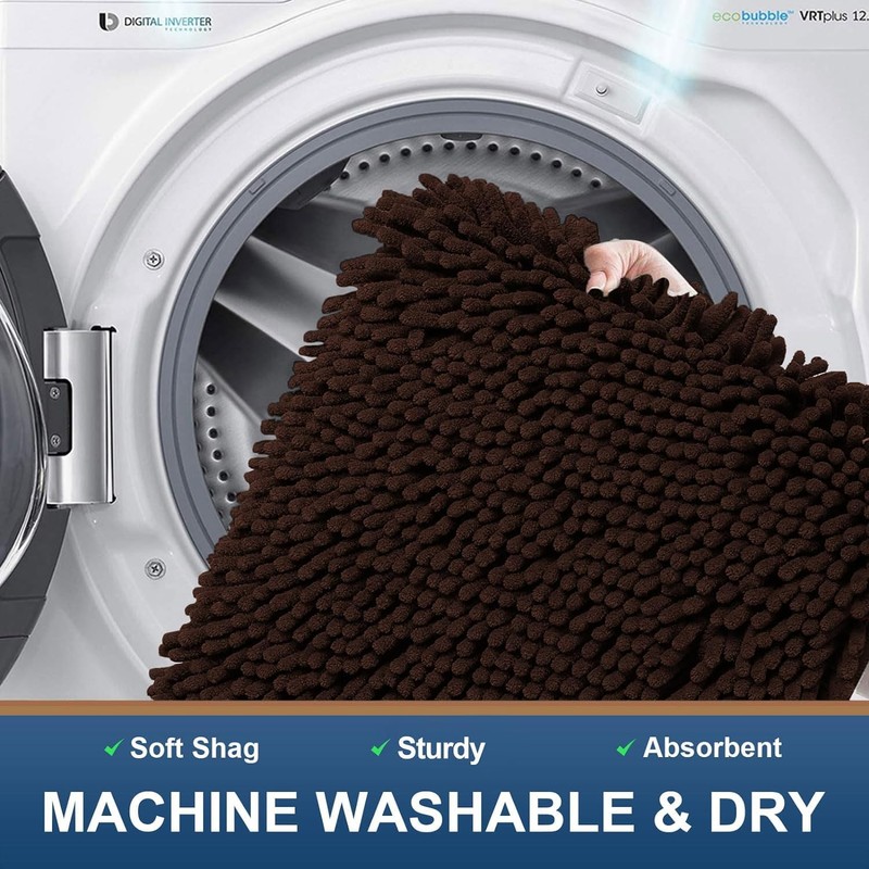 OLANLY Luxury Chenille Bath Mat，Extra Soft Fluffy and Absorbent Bathroom