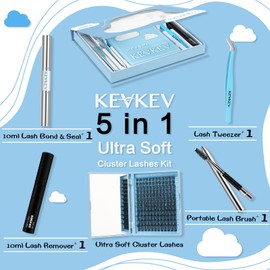 DIY Lash Extension Kit Lash Clusters 144Pcs 10-18mix Length Ultra Soft Lash Clusters Kit Lash Bond and Seal Lash Glue Lash Remover for DIY Eyelash Extensions(Marshmallow,D-10-18mix)