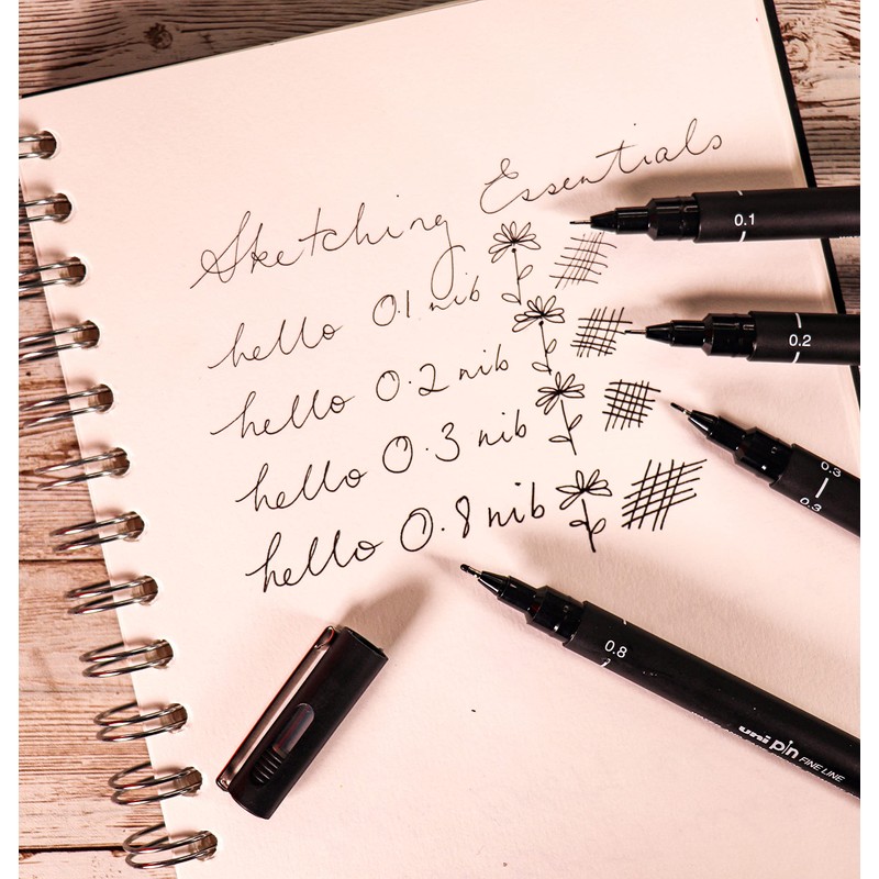 uni-ball PIN Fineliners, Black Fine Tipped Writing Pens, Water and