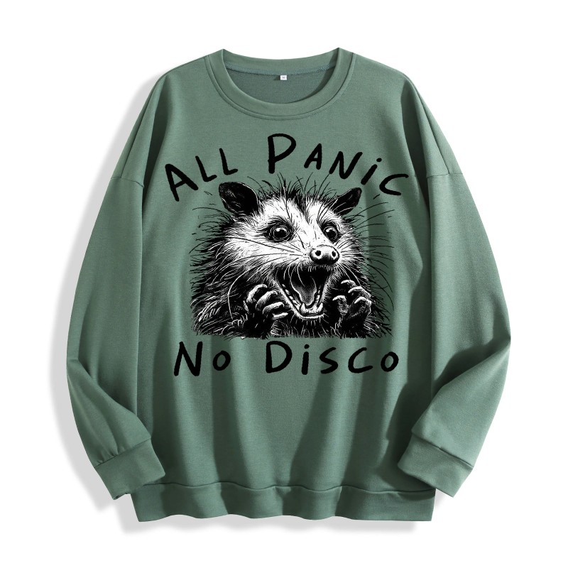 All Panic No Disco Opossum Graphic Crewneck Sweatshirt, US Warehouse,