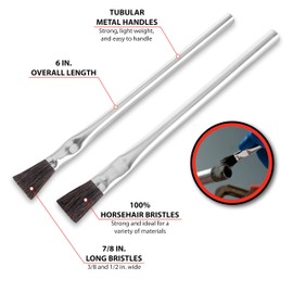 Performance Tool W1147 6" Acid Brush Set (2 Pieces) - Disposable, Horsehair Bristles, Sturdy Metal Handles