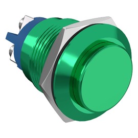 STARELO 19MM 3/4" Momentary Push Button Switch High Round 250V AC 5A 12V 36V DC 2A 1NO SPST Waterproof Aluminum Shell(Green).