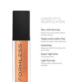 Majestic Peach Lip Gloss | Peach Gloss Infused with Gold Glitter | Vegan Hydrating Formula | Non-Sticky Aloe & Jojoba Infused | Paraben & Cruelty Free | Natural Lip Enhancer