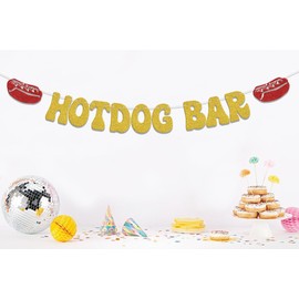 Hotdog Banner, decoración de fiesta de cumpleaños de Hotdog, decoración de fiesta de cumpleaños, comida y fiesta, construye tu propio letrero de perro caliente, suministros de fiesta para el hogar,