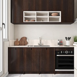 ReWallpaper 30×197 Inch Large Walnut Wood Contact Paper for Countertops Waterproof Peel and Stick Countertop Wallpaper Dark Brown Wood Grain Contact Paper for Kitchen Cabinets Counter Top Vinyl Wrap