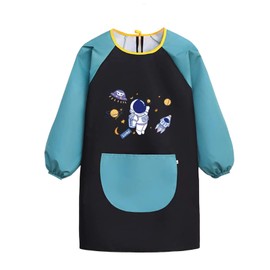 Mecmbj Children's Painting Gown, Waterproof Painting Apron Children from 6 Years, Girls Boys Craft Apron with Pockets, for School Art Painting, Cooking, Food, Laboratory Activity (Dinosaur) (63 x 51