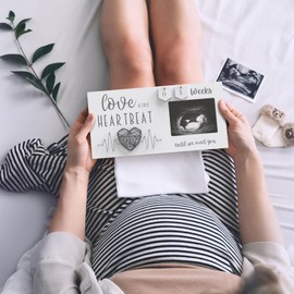 Baby Sonogram Picture Frame with Countdown Weeks - Standard 4"x3" Ultrasound Photo - Pregnancy Announcements Ideas - Gender Reveal Baby-Shower Gift - New Mom Expecting Parents to Be Keepsake Gifts