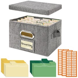 Vienrose Greeting Card Organiser, Greeting Card Storage Box, Greeting Card Organiser Box with Dividers, Greeting Card Holder for Storing Cards, Stickers, Photos 1 Pack Grey