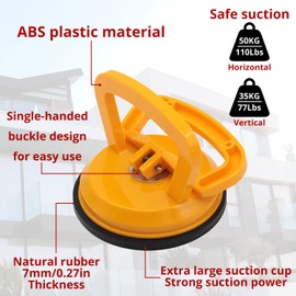 YQXIUTE Glass Suction Cups Plastic Suction Cup - Durable Yellow Plastic Suction Cups with High-Grip Natural Rubber - Engineered for Enhanced Lifting of Glass, Tiles, and Various Smooth Surfaces