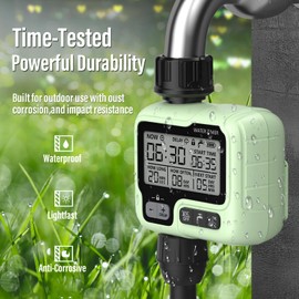 SOYUS Sprinkler Timer, Programmable Water Timer Outdoor Garden Hose Timer with Rain Delay/Manual/Automatic Watering System, Waterproof Digital Irrigation Timer System for Lawns, Yard and Pool