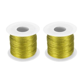 sourcing map Metallic Cord Set 1mm 109 Yards Metallic Ornament String Durable Tinsel Rope Thread for Crafts Gift Wrapping Christmas Decoration Hanging Tags Sewing Gift Decoration, Light Gold