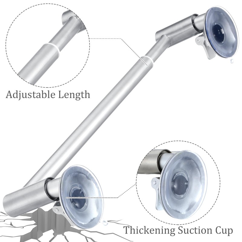 Adjustable 16-27" Suction Cup Towel Bar Extendable Suction Cup Towel
