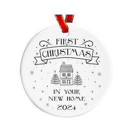 First Christmas in Your New Home Bauble | Ceramic New Home Ornament Bauble | Christmas Housewarming Decoration Gift | Black And White Design
