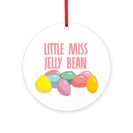 CafePress Little Miss Jelly Bean Round 4" MDF Holiday Ornament
