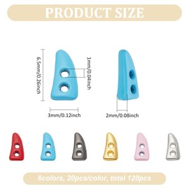 FINGERINSPIRE 120 Pcs 2 Hole Mini Alloy Toggle Buttons 6 Colors 0.25" Tiny Ox Horn Buttons for BJD Doll Making Small Sewing Horn Toggle Button Costume Accessories for DIY Scrapbook Doll Clothes