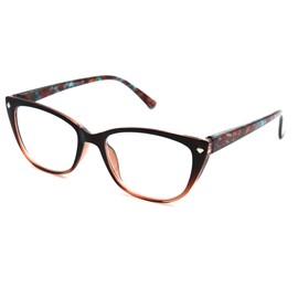 ColorViper Vintage Classic cateye reading glasses for women CAT EYE (C1 Transparent Brown Fade / Glittered Temple, 1.50)