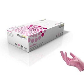Unigloves Strong Pink Pearl Nitrile Beautician Latex Free Disposable Gloves