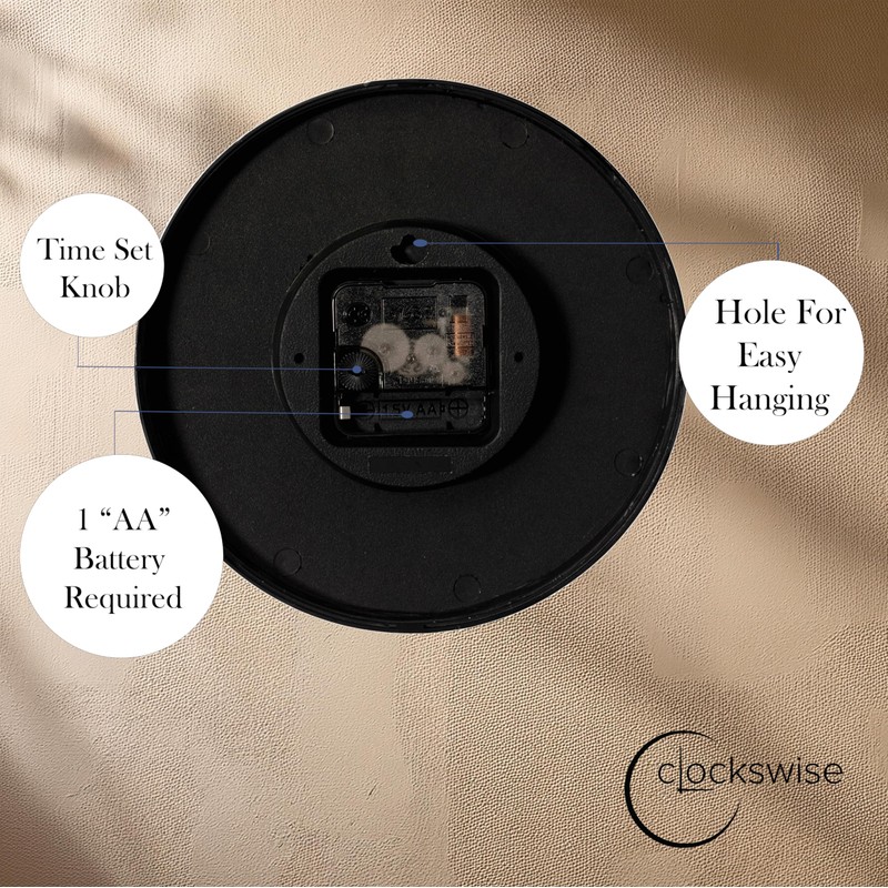 Clockswise Black 8-in Analog Clock Silent, Non-Ticking for Wall, Office