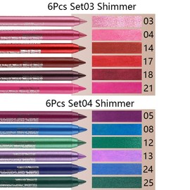 evpct 6Pcs Dark Light Royal Blue Emerald Green Purple Colored Glitter Eyeliner