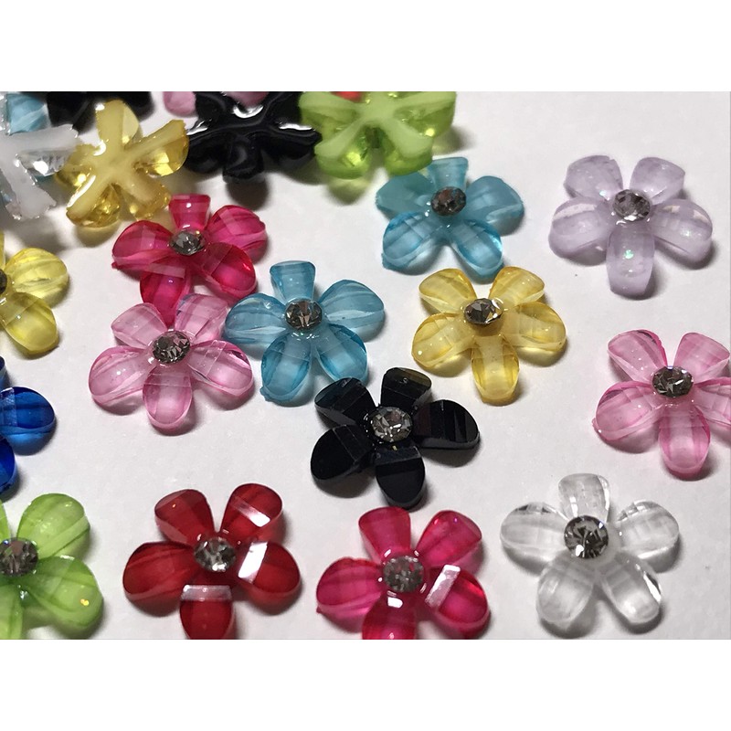 100 Pcs Deco Parts Flower 10mm Bling Rhinestone Nail Flower