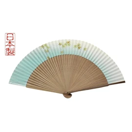 Kyoto Fan, Clear and Blue Maple Fan, Made in Japan, Men's, Craftsmanship, Autumn Leaves, Kimono Accessories, For Yourself, Gift, Gift, light blue, white, light green, gold