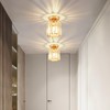ALLOMN Golden Crystal Ceiling Light, Modern Crystal Ceiling Light, Semi-Flush