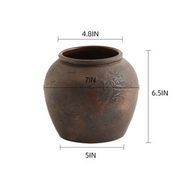 Farmhouse Vase for Home Decor, Terracotta Vase, Rustic Vase, and Vintage vase. Vintage Flower Vase Suitable for Home Decor, Living Room, Shelf Decor, Dining Table Decor, 7IN. ZSHLXM