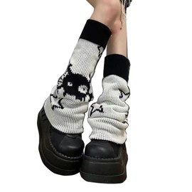 Cute Skull Print Leg Warmers for Women Girls Slouchy Reversible Leg Warmer Knit Boot Socks