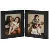 decorUhome Double 4x4 Picture Frame Vertical, Engineered Wood Bifold Photo