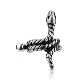 Pierced Owl - 16GA 316L Stainless Steel Coiled Snake Cartilage Helix Cuff Earring, Stainless Steel Brass, No Gemstone