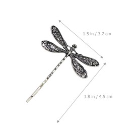 4Pcs Silver Dragonfly Hair Clip Wedding Retro Antique Barrette Bridal Headdress Color Head Wear Styling Hair Accessories for Girls Women Ladies Bobby Pins Hairpins French