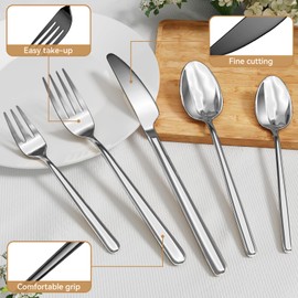 Oval 20-Piece Silverware Set, Forged Stainless Steel Flatware Set with European Design, Mirror Polish Modern Cutlery Set, Service for 4, Dishwasher Safe