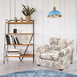 FUANGUI Stretch Sofa Cover Printed Couch Covers, 2 Piece Armchair Slipcover with Separate Chair Cushion Cover Floral Pattern, Washable Furniture Protector for Living Room (Armchair, Flower Shadow)