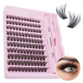 SKY MANGO Lash Extension Kit DIY 120pcs Lash Clusters Eyelash Extension Kit, 8-16mm Individual Lashes Kit with Lash Bond and Seal Lash Tweezers