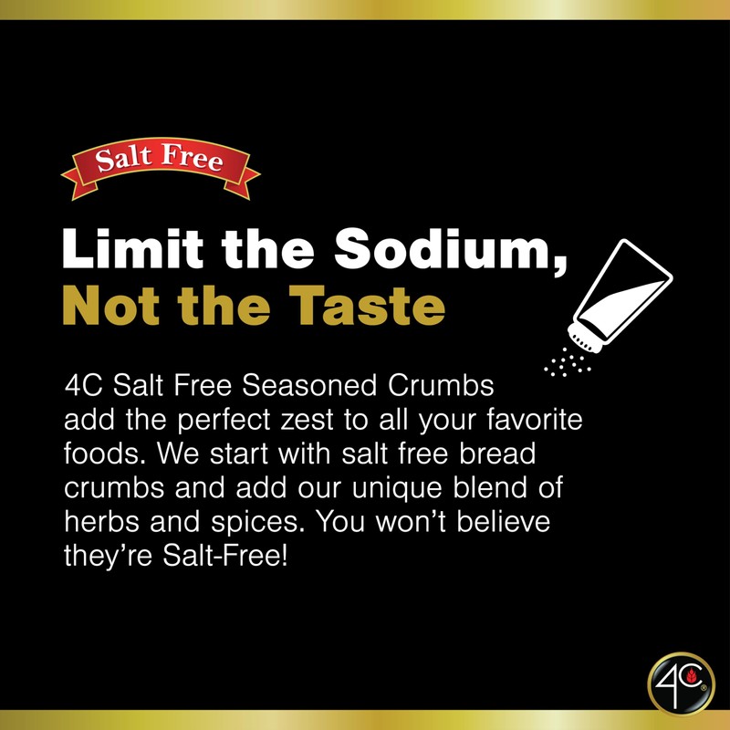 4C Premium Bread Crumbs, Salt Free Seasoned, 12 Ounce (Pack