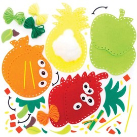 Baker Ross FE477 Fruit Sewing Decoration Kits - 4 Pieces Sewing Kit for Kids Creative Activities for Kids Ideal Arts and Crafts Project