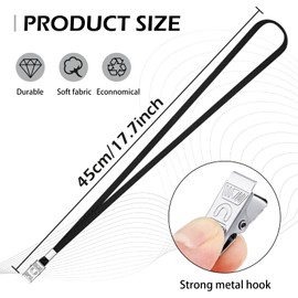 XHDA 50PCS Black Lanyards for Neck, Lanyards for ID Badge, Lanyard with Metal Clip for ID Card Badge Holder