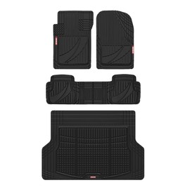 Motor Trend FlexTough - Juego Completo de Alfombrillas de Goma Negras avanzadas con Forro de Carga, Borde Combinado Delantero y Trasero para...       