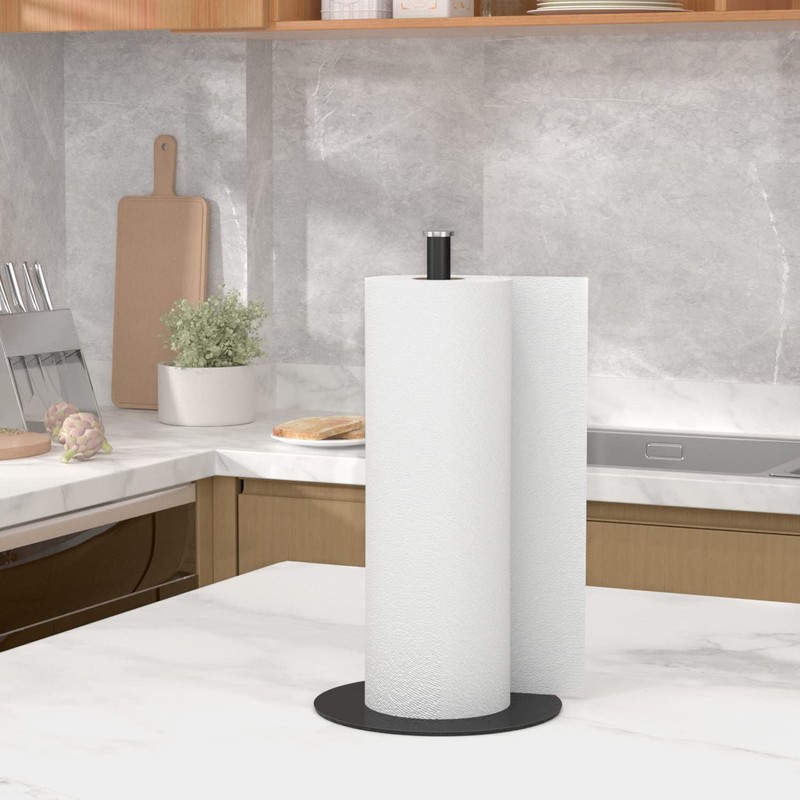 Matte Black Kitchen Roll Holder - Free Standing Paper Towel