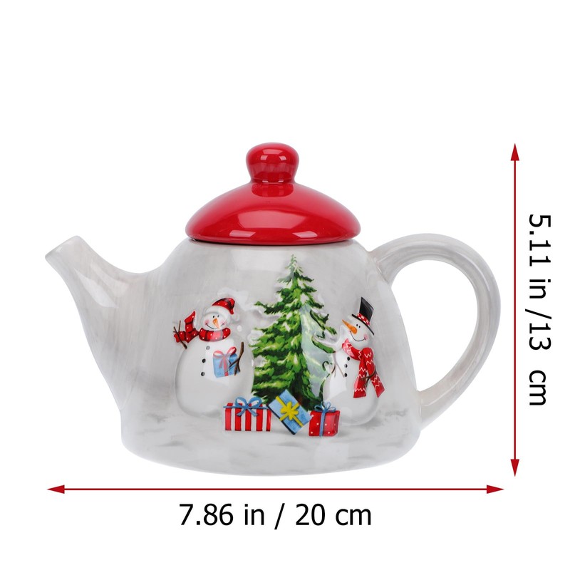 Housoutil Christmas Tree Teapot, Christmas Teapot with Handle, Ceramic Christmas