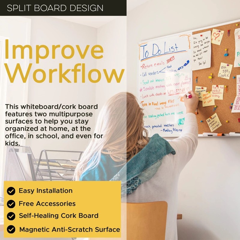 Besso Vision Board 2024: Dry Erase Cork Board Combo Set