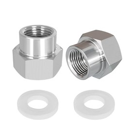 Fitvell Stainless Steel 3/4" GHT Female X 1/2" NPT Female Garden Hose Adapter,Water Hose Connector with washers (Pack of 2)