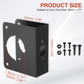 PATIKIL Door Reinforcement Plate, 1 Set Doors Reinforce Repair for 1-3/4" Thick Door 4-1/2" Size Door Knob Lock Latch Deadbolt Cover Plate Home Security, Black