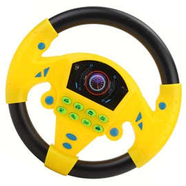 Gegong Educational Copilot Steering Wheel for Kids with Music, Intelligent Toy Steering Wheel for Kids, Car Steering Tool (Yellow)
