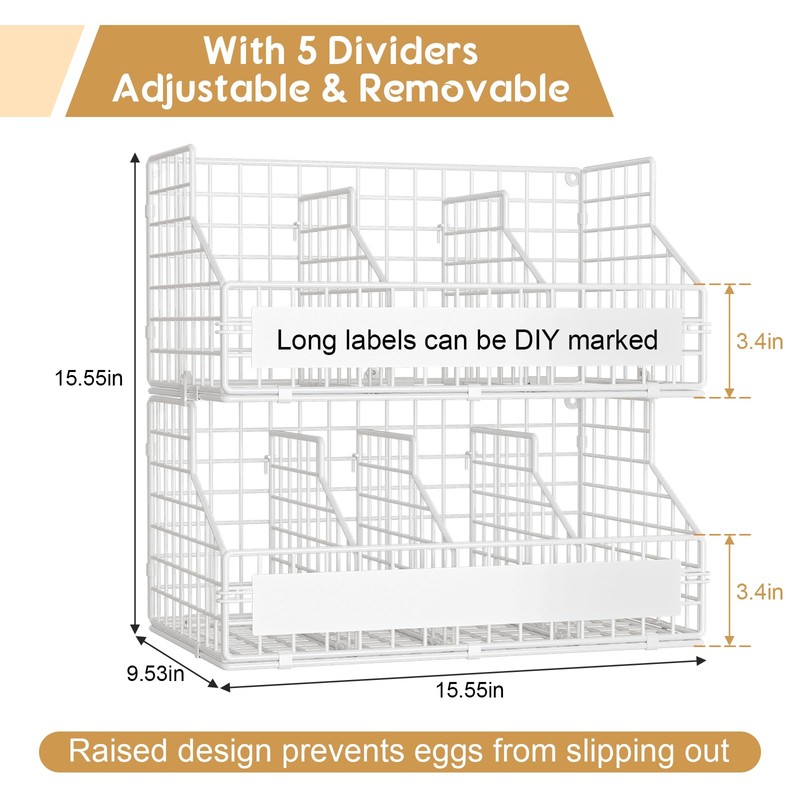 keomaisyto Fresh Egg Holder with 5 Dividers to Separate Eggs