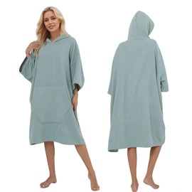 NUBURGREY Surf Poncho Hooded Beach Towel Quick Dry Terry Cloth Changing with Pockets Swim Cover Up for Adults Surfing Accessories Ocean Swimming Gear
