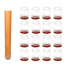 SUQ I OME Chair Leg Floor Protectors for Hardwood Floors Felt Furniture Pads Silicone Caps 16 Pack Non Slip Reduce Noise Clear Round Medium Fit (Medium)