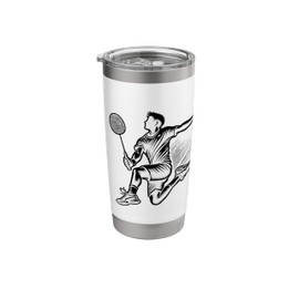 Panda Playing Badminton Player Shuttlecock Stainless Steel Insulated Tumbler