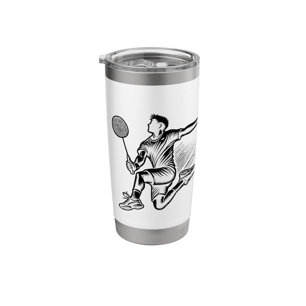 Panda Playing Badminton Player Shuttlecock Stainless Steel Insulated Tumbler
