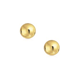 Simple Classic Style Hollow Childrens Round Ball Stud Earrings 14K Gold 3MM
